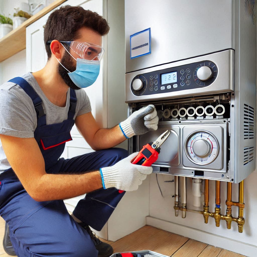 operario caldera termo calentador ecoclimat